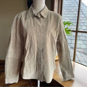 Mixit Vintage Light Tan Washable Suede Leather Shirt Jacket 16